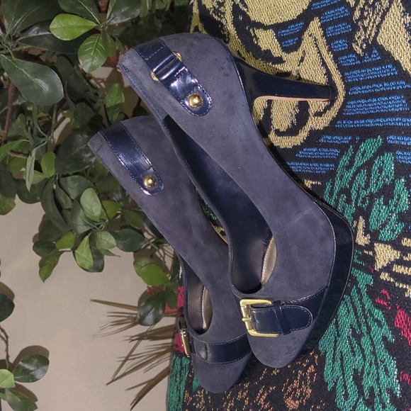 ❤️3/$20 Antonio Melani Navy Blue Women's Heels - Picture 7 of 8